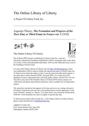 The Formation and Progress of the Tiers État, Or Third Estate in France Vol