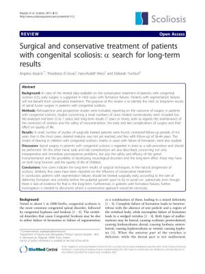Surgical and Conservative Treatment of Patients with Congenital Scoliosis: A