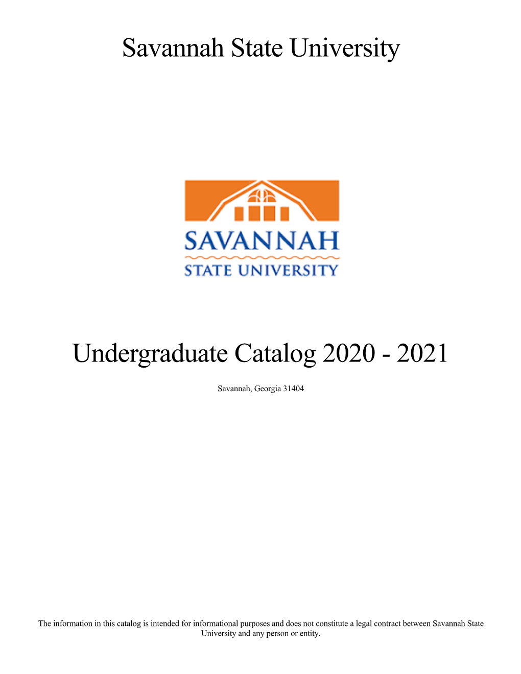 Savannah State University Undergraduate Catalog 2020