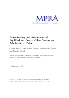 Price-Setting and Attainment of Equilibrium: Posted Oﬀers Versus an Administered Price