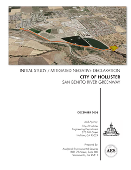 Initial Study / Mitigated Negative Declaration City of Hollister San Benito River Greenway