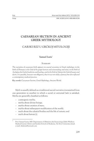 Caesarean Section in Ancient Greek Mythology