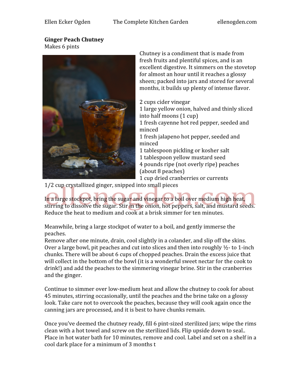 Ginger Peach Chutney Recipe