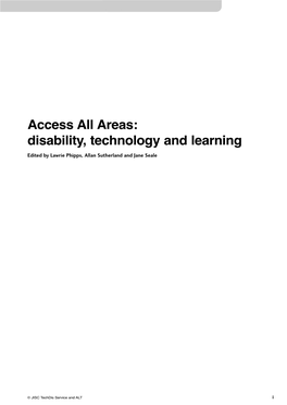 Access All Areas: Disability, Technology and Learning Edited by Lawrie Phipps, Allan Sutherland and Jane Seale
