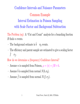 Confidence Intervals and Nuisance Parameters Common Example