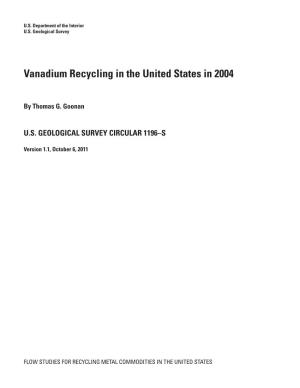 Vanadium Recycling in the United States in 2004
