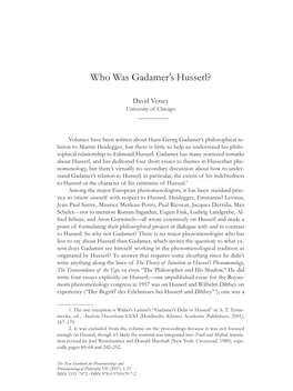 Who Was Gadamer's Husserl?