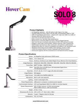 SOLO 8 USB 3.0 Document Camera