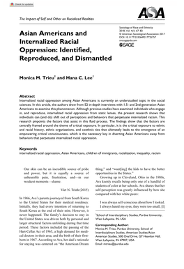 Asian Americans and Internalized Racial Oppression