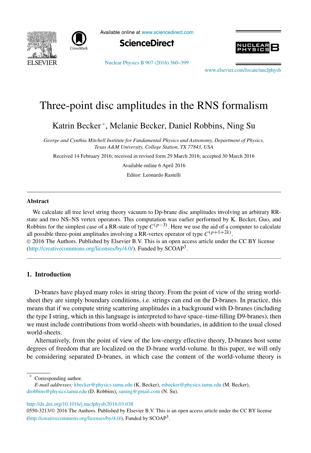 Three-Point Disc Amplitudes in the RNS Formalism