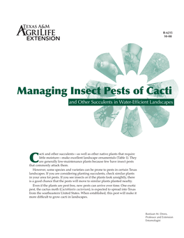 Managing Insect Pests of Cacti and Other Succulents in Water-Efficient Landscapes