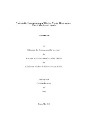 Automatic Organization of Digital Music Documents – Sheet Music and Audio