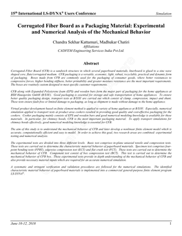 Corrugated Fiber Board As a Packaging Material: Experimental and Numerical Analysis of the Mechanical Behavior