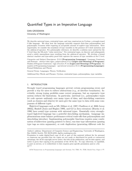 Quantified Types in an Imperative Language