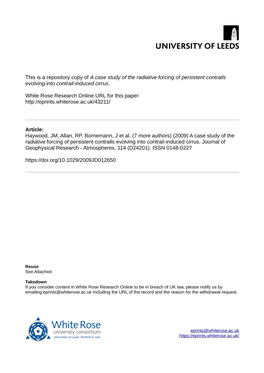 A Case Study of the Radiative Forcing of Persistent Contrails Evolving Into Contrail-Induced Cirrus