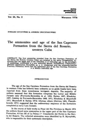 The Ammonites and Age of the San Cagetano Formation from the Sierra Del Rosario, Western Cuba