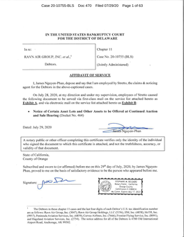 Case 20-10755-BLS Doc 470 Filed 07/29/20 Page 1 of 63 Case 20-10755-BLS Doc 470 Filed 07/29/20 Page 2 of 63