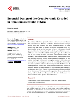 Essential Design of the Great Pyramid Encoded in Hemiunu's Mastaba At