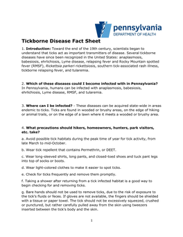 Tickborne Disease Fact Sheet