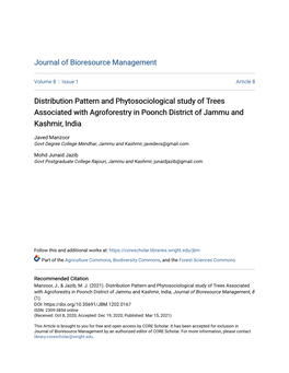 Distribution Pattern and Phytosociological Study of Trees Associated with Agroforestry in Poonch District of Jammu and Kashmir, India