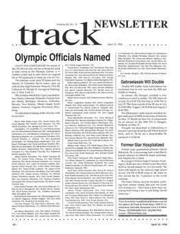 NEWSLETTER Olympic Officials Named