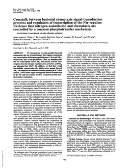 Proteins and Regulators of Transcription of the Ntr Regulon