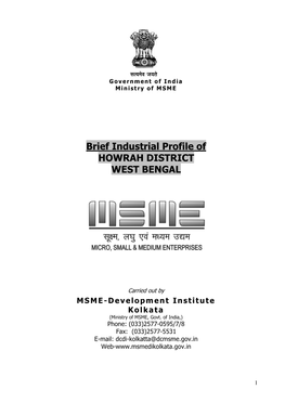 Brief Industrial Profile of HOWRAH DISTRICT WEST BENGAL