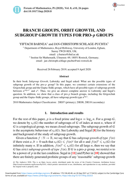 Branch Groups, Orbit Growth, and Subgroup Growth Types for Pro-P