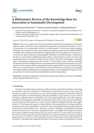 A Bibliometric Review of the Knowledge Base for Innovation in Sustainable Development