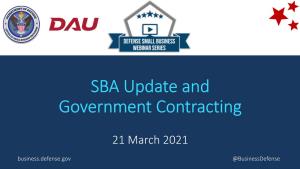 SBA Update and Government Contracting