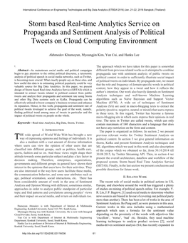 Storm Based Real-Time Analytics Service on Propaganda and Sentiment Analysis of Political Tweets on Cloud Computing Environment