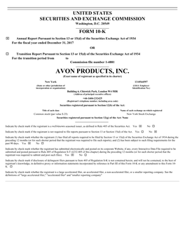 AVON PRODUCTS, INC. (Exact Name of Registrant As Specified in Its Charter)