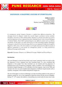 Dastangoi: a Diasporic Culture of Storytelling