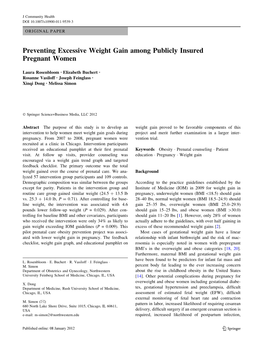 Preventing Excessive Weight Gain Among Publicly Insured Pregnant Women