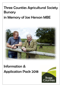 Three Counties Agricultural Society Bursary in Memory of Joe Henson MBE