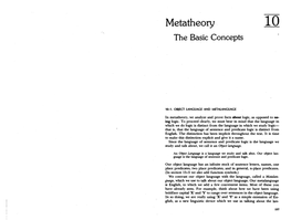 Metatheory the Basic Concepts