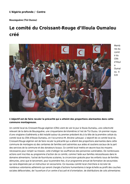Le Comité Du Croissant-Rouge D'illoula Oumalou