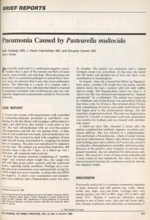 Pneumonia Caused by Pasteurella Multocida