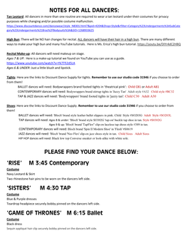 Notes for All Dancers: Please Find Your Dance