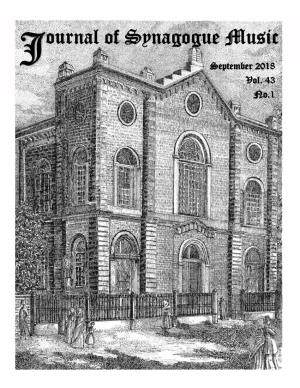 Ournal of Synagogue Music J September 2018 Vol