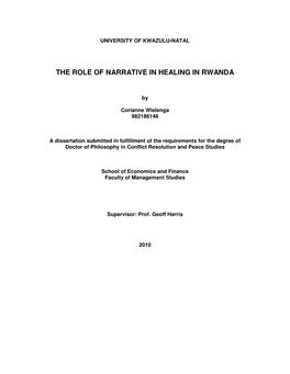 The Role of Narrative in Healing in Rwanda