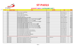 ST PAULS AUGUST 2021 | CATEGORY LIST | Qty Category/Subject TITLE AUTHOR ISBN PRICE