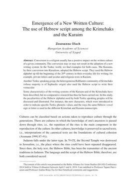 The Use of Hebrew Script Among the Krimchaks and the Karaim