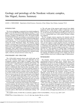 Geology and Petrology of the Nordeste Volcanic Complex, Sao Miguel, Azores: Summary