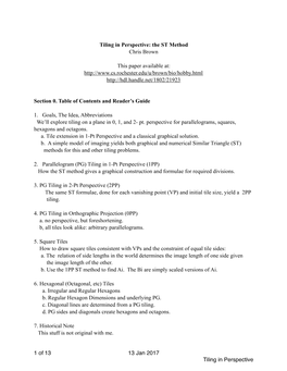 Tiling in Perspective: the ST Method Chris Brown This Paper Available At