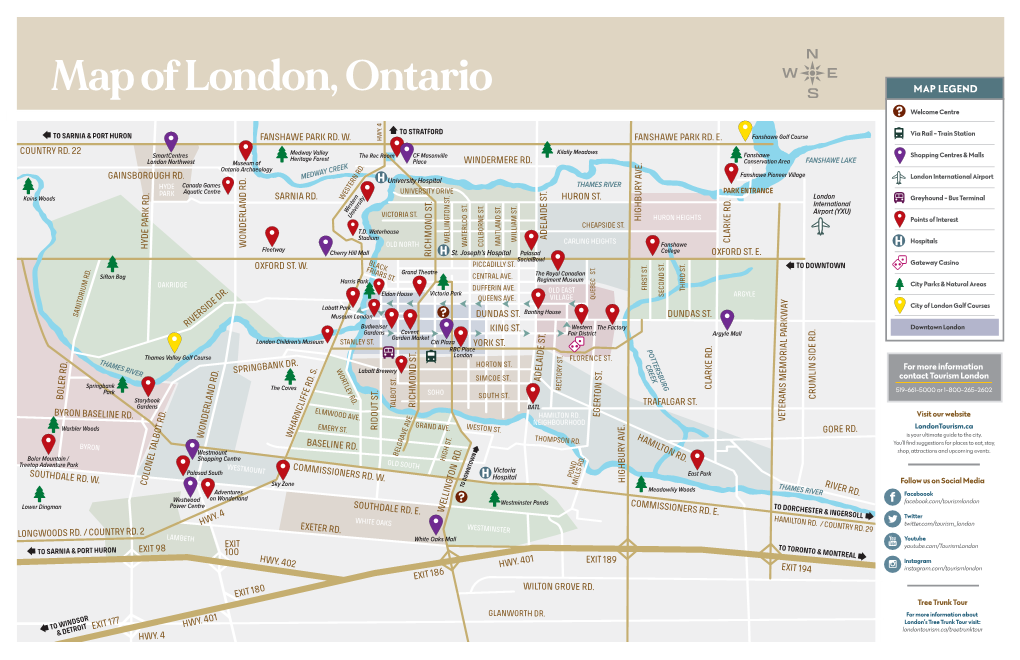 Map Of London Ontario S Map Legend Welcome Centre 