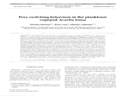 Prey Switching Behaviour in the Planktonic Copepod Acartia Tonsa
