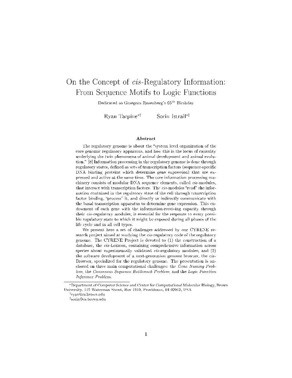 On the Concept of Cis-Regulatory Information: from Sequence Motifs to Logic Functions