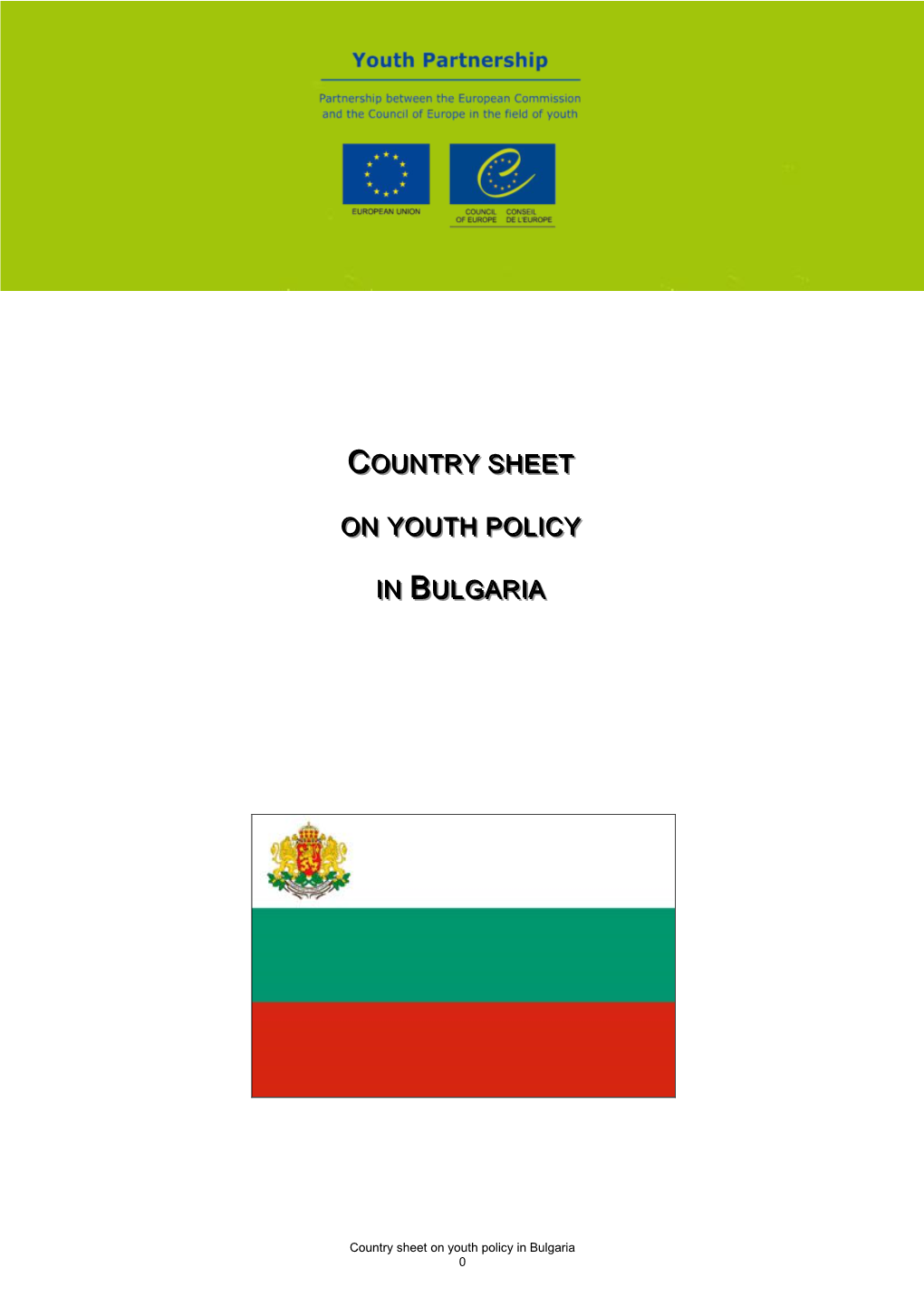 Country Sheet on Youth Policy in Bulgaria 0