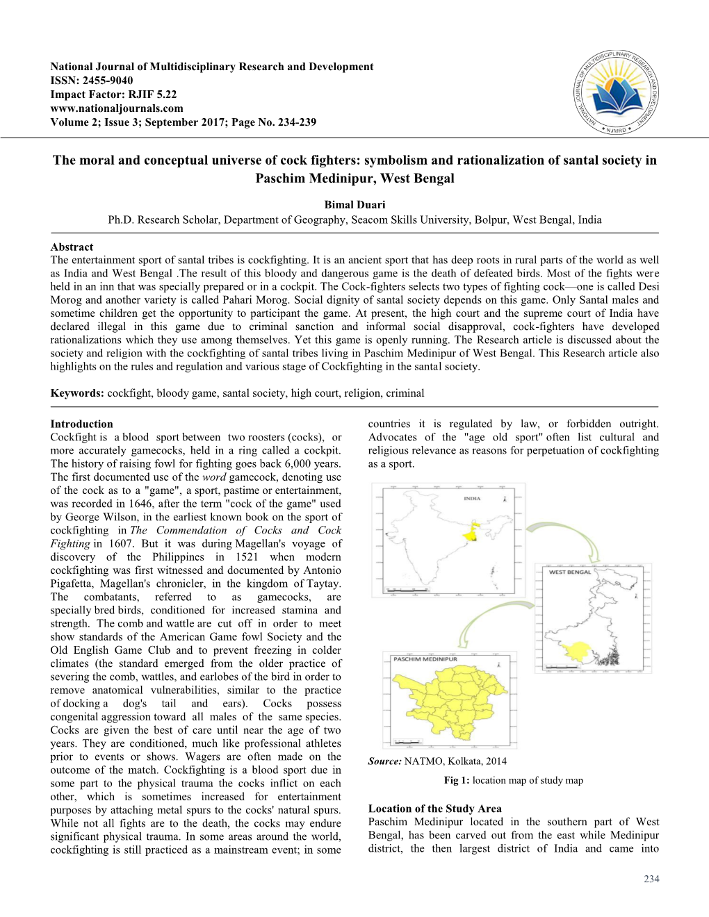 The Moral and Conceptual Universe of Cock Fighters: Symbolism and Rationalization of Santal Society in Paschim Medinipur, West Bengal